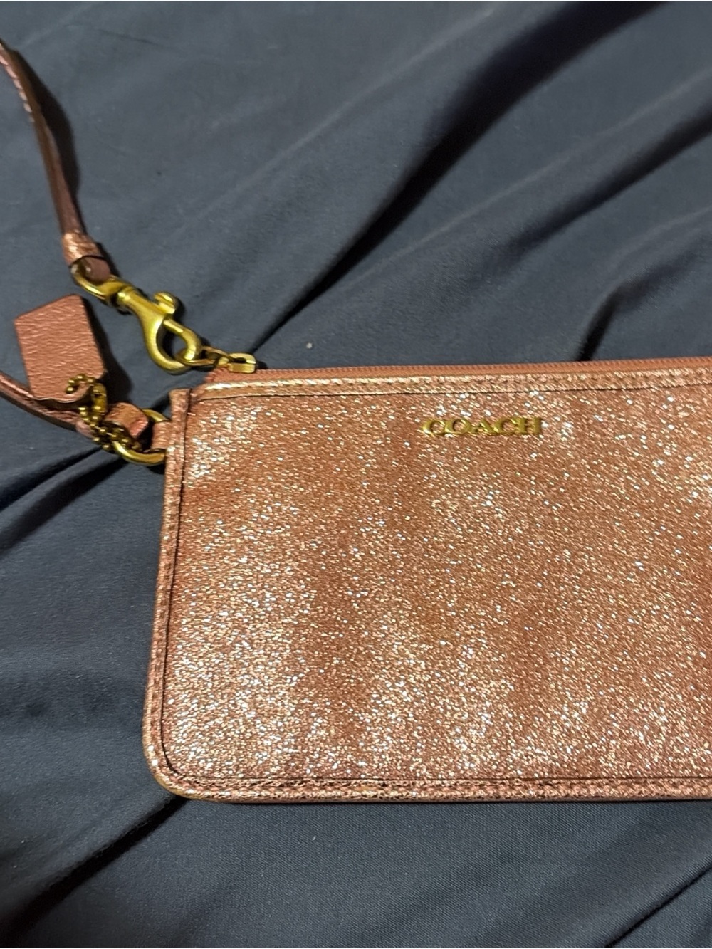 Coach Rose Gold Glitter Wristlet
